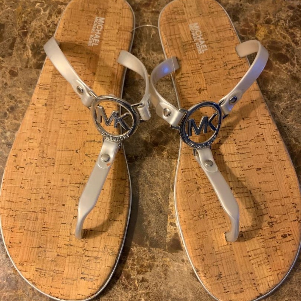 Michael Kors- Gray Jelly Cork bottom flip flops